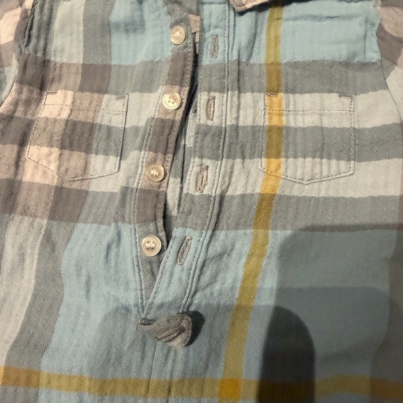 Burberry Kids Plaid Romper in Blue and Yellow - Picture 3 of 4